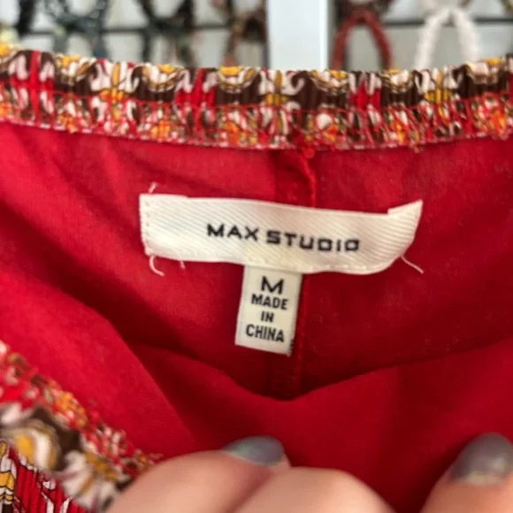 Max Studio Bohemian Lined Flowy Skirt Red Size Medium - Picture 4 of 6